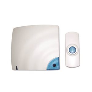 Wireless Doorbell, Battery Operated, 1-3 / 8w x 3 / 4d x 3-1 / 2h, Bone