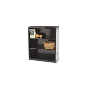 Metal Bookcase, Three-Shelf, 34-1 / 2w x 13-1 / 2d x 40h, Black