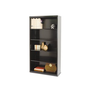 Metal Bookcase, Five-Shelf, 34-1 / 2w x 13-1 / 2d x 66h, Black