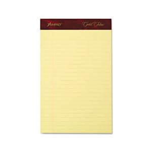 Gold Fibre Writing Pads, Jr. Legal Rule, 5 x 8, Canary, 50 Sheets, 4 / Pack