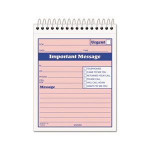 Telephone Message Book with Fax / Mobile Section, 4-1 / 4 x 5 1 / 2, Two-Part, 50 / Book