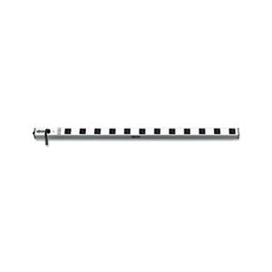 Vertical Power Strip, 12 Outlets, 1 1 / 2 x 36 x 1 1 / 2, 15 ft Cord, Silver