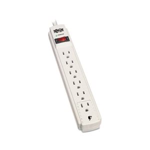 Protect It! Surge Suppressor, 6 Outlets, 15 ft Cord, 790 Joules, Light Gray