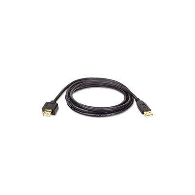 USB 2.0 Gold Extension Cable, 6 ft, Black