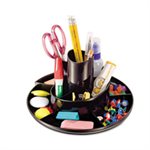 Rotary Desk Organizer, 11 Compartments, 8 3 / 4 dia x 5 3 / 8, Black