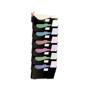 Grande Central Filing System, Seven Pocket, Wall Mount, Plastic, Black