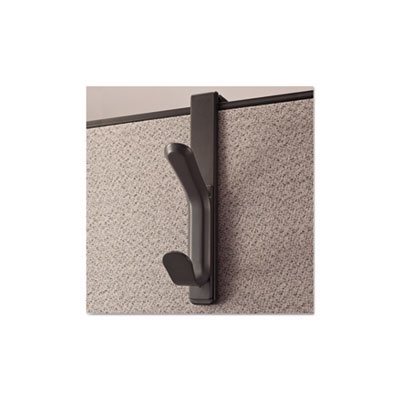 Recycled Cubicle Double Coat Hook, Plastic, Charcoal