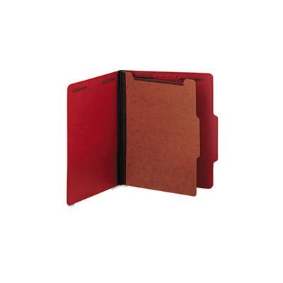 Pressboard Classification Folders, Letter, Four-Section, Ruby Red, 10 / Box