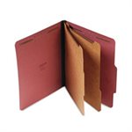 Pressboard Classification Folder, Letter, Six-Section, Red, 10 / Box