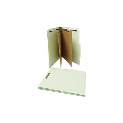 Pressboard Classification Folder, Letter, Six-Section, Gray-Green, 10 / Box