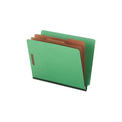 Pressboard End Tab Folders, Letter, Six-Section, Green, 10 / Box