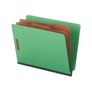 Pressboard End Tab Folders, Letter, Six-Section, Green, 10 / Box