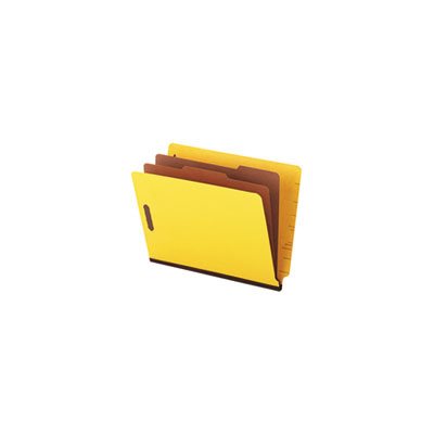 Pressboard End Tab Classification Folders, Letter, Six-Section, Yellow, 10 / Box