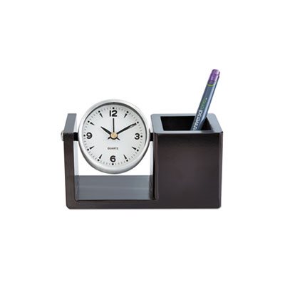 Executive Desk Clock, Brushed Nickel / Dark Cappuccino