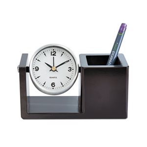 Executive Desk Clock, Brushed Nickel / Dark Cappuccino