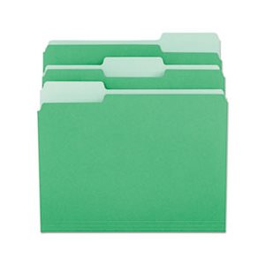 File Folders, 1 / 3 Cut One-Ply Tab, Letter, Green / Light Green, 100 / Box