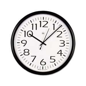 Round Wall Clock, Black, 12"