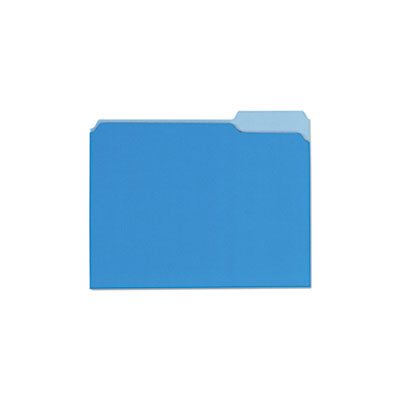 Recycled Interior File Folders, 1 / 3 Cut Top Tab, Letter, Blue, 100 / Box