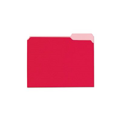 Recycled Interior File Folders, 1 / 3 Cut Top Tab, Letter, Red, 100 / Box