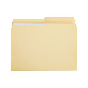 File Folders, 1 / 2 Cut, Two-Ply Top Tab, Letter, Manila, 100 / Box