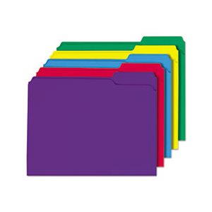 File Folders, 1 / 3 Cut Double-Ply Top Tab, Letter, Assorted Colors, 100 / Box