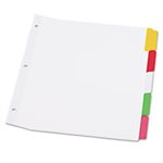 Write-On / Erasable Indexes, Five Multicolor Tabs, Letter, White