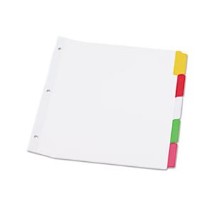 Write-On / Erasable Indexes, Five Multicolor Tabs, Letter, White