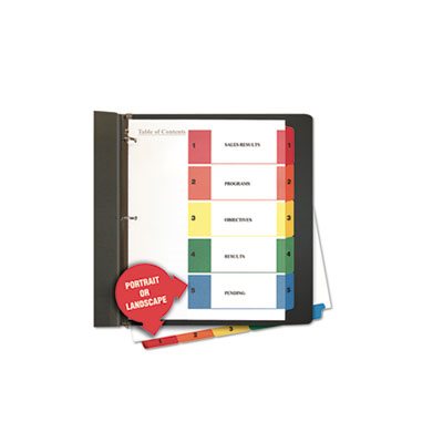 Table of Contents Dividers, Assorted Color 5-Tab, 1-5, Letter, White, 6 / Pack