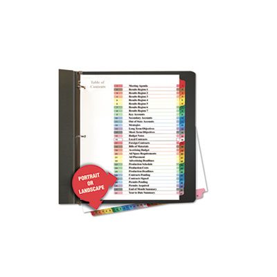 Table of Contents Dividers, Assorted Color 31-Tab, 1-31, Letter, White, 31 / Set