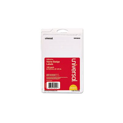 Plain Self-Adhesive Name Badges, 3 1 / 2 x 2 1 / 4, White, 100 / Pack