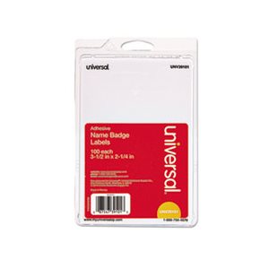 Plain Self-Adhesive Name Badges, 3 1 / 2 x 2 1 / 4, White, 100 / Pack