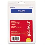 "Hello" Self-Adhesive Name Badges, 3 1 / 2 x 2 1 / 4, White / Blue, 100 / Pack