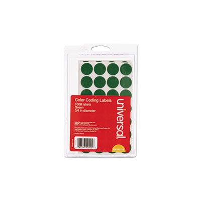 Self-Adhesive Removable Color-Coding Labels, 3 / 4" dia, Green, 1008 / Pack