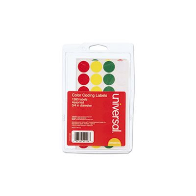 Self-Adhesive Removable Color-Coding Labels, 3 / 4" dia, Assorted, 1260 / Pack