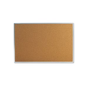 Bulletin Board, Natural Cork, 36 x 24, Satin-Finished Aluminum Frame