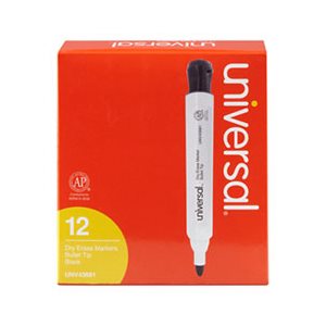 Dry Erase Marker, Bullet Tip, Black, Dozen