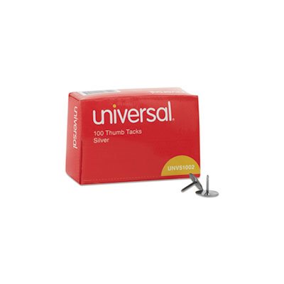 Thumb Tacks, Steel, Silver, 5 / 16", 100 / Box