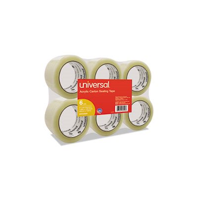 General-Purpose Acrylic Box Sealing Tape, 48mm x 100m, 3" Core, Clear, 6 / Pack