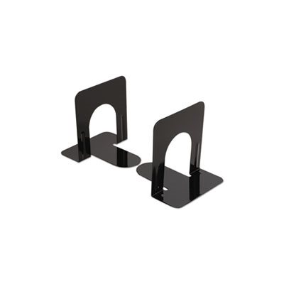 Economy Bookends, Standard, 4 3 / 4 x 5 1 / 4 x 5, Heavy Gauge Steel, Black