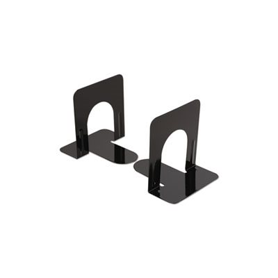 Economy Bookends, Nonskid, 4 3 / 4 x 5 1 / 4 x 5, Heavy Gauge Steel, Black