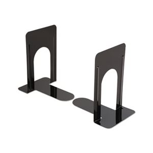 Economy Bookends, Standard, 5 7 / 8 x 8 1 / 4 x 9, Heavy Gauge Steel, Black