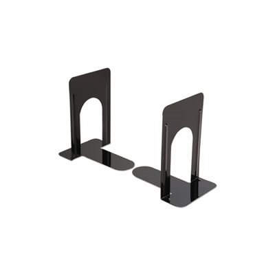 Economy Bookends, Nonskid, 5 7 / 8 x 8 1 / 4 x 9, Heavy Gauge Steel, Black