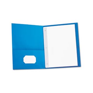 Two-Pocket Portfolios w / Tang Fasteners, 11 x 8-1 / 2, Light Blue, 25 / Box