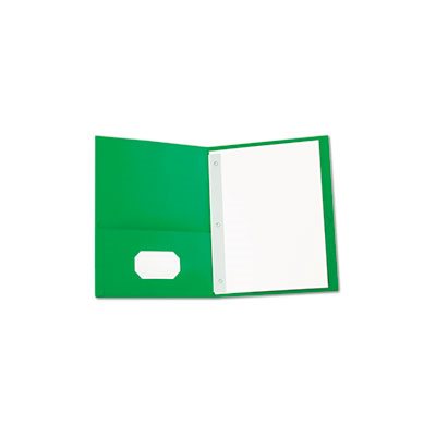 Two-Pocket Portfolios w / Tang Fasteners, 11 x 8-1 / 2, Green, 25 / Box