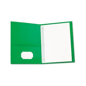 Two-Pocket Portfolios w / Tang Fasteners, 11 x 8-1 / 2, Green, 25 / Box