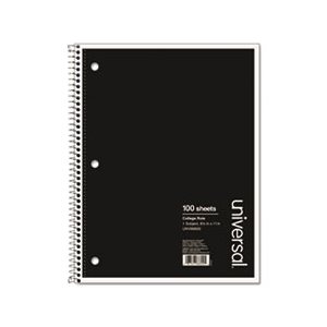 1 Sub. Wirebound Notebook, 11 x 8 1 / 2, College Rule, 100 Sheets, Black Cover