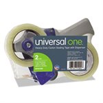 Heavy-Duty Box Sealing Tape w / Dispenser, 48mm x 54.8m, 3" Core, Clear, 2 / Pack