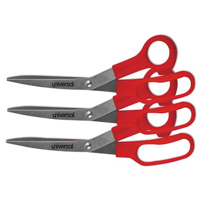 SCISSORS, UNIVERSAL STAINLESS STEEL RED 3 / PK