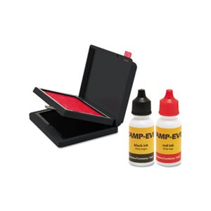 Two-Color Stamp Pad with Ink Refill, 2 3 / 8 x 4, Red / Black