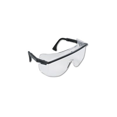 Astro OTG 3001 Wraparound Safety Glasses, Black Plastic Frame, Clear Lens